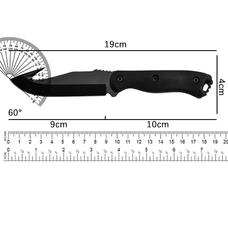 BK 18 Tactical Fixed Blade Knife Nylon Fiberglass Handle Wilderness Hunting Survival Knife Outdoor Camping Tools Kydex Sheath