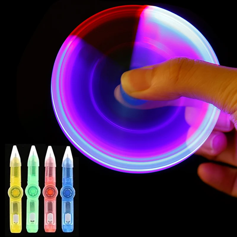 Novelty LED Spinning Pen with Light Stress Relief Toys for Kids Students Flash Ballpoint Pen with Battery Luminous Rotating Pen