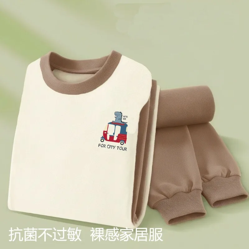2026 Herbst- und Winter-Kinder-Pyjama-Sets, Weiche, Bequeme, Verdickte Warme Hauskleidung für Jungen, Langarm-Schlafanzüge – Detail 3
