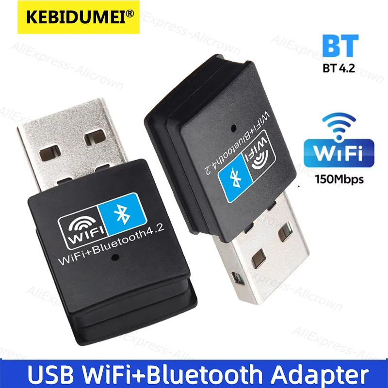 

KEBIDUMEI WiFi Bluetooth Wireless Adapter 150Mbps Mini USB Receiver 2.4G Bluetooth 4.2 Dongle Network Card for Desktop Laptop PC