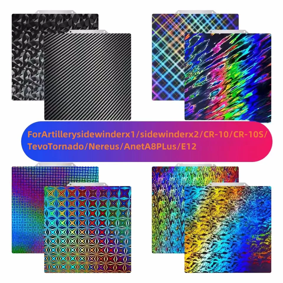 

Build Plate 310x310 For Artillery Sidewinder X2 Sheet Bed PEO PET H1H PEI Sheet Heated Bed Magnetic Bed Build Plate Holographic
