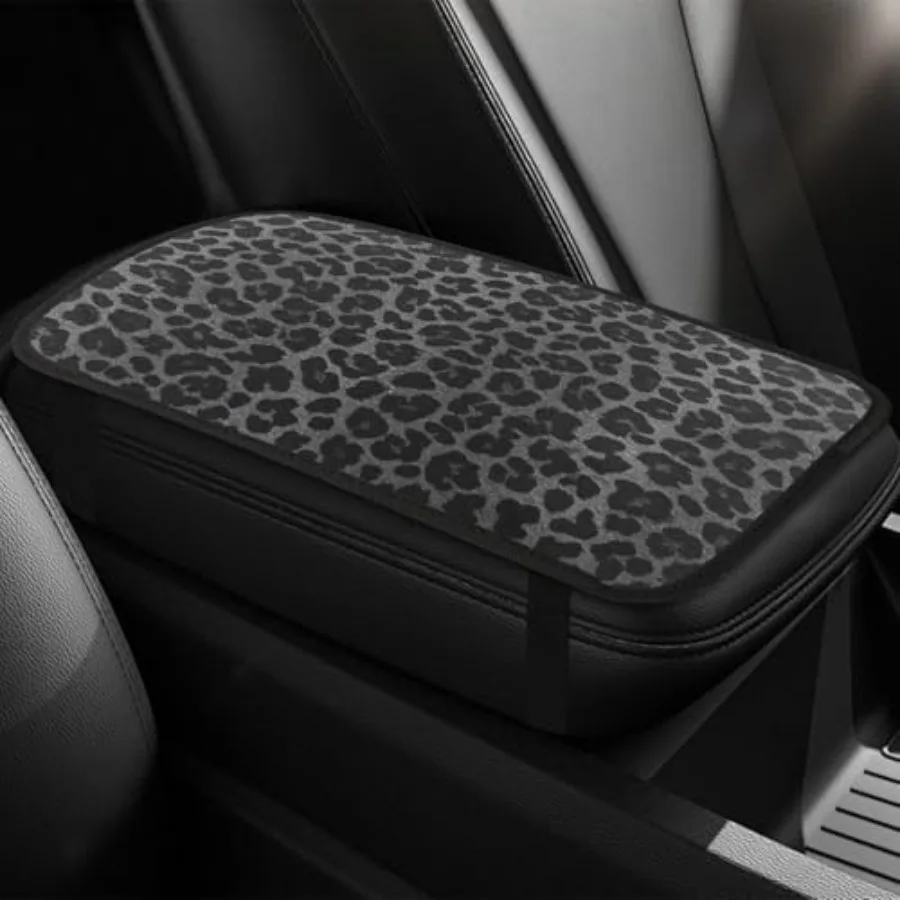

Leopard Cheetah Print African Animal Hunting Auto Center Console Armrest Pad, Car Center Console Cover, Auto Accessories Soft C