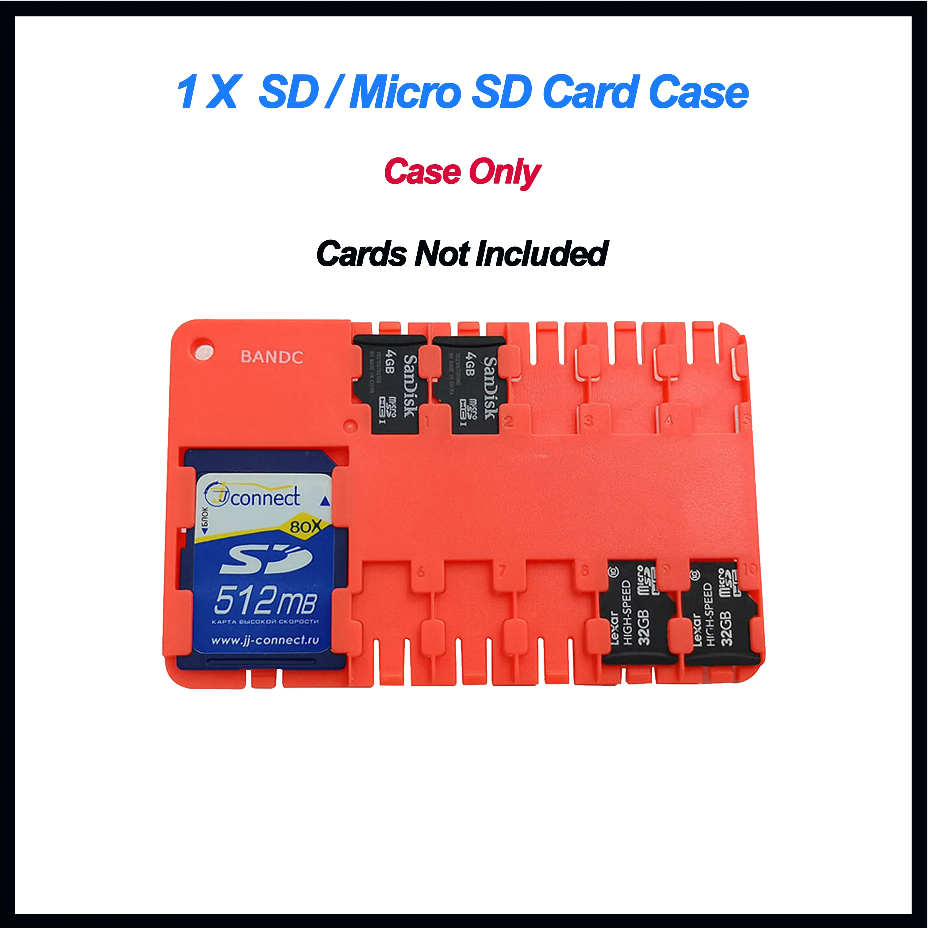 BANDC Micro SD Card Case, Memory Car Storage Holder, Tamanho do cartão de crédito, SD, TF, SDHC, SDXC