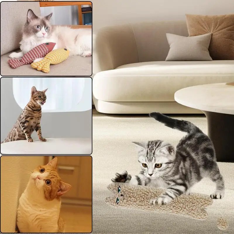 Jouet à mâcher en peluche pour chats, jouet à mâcher coule pour chats d'intérieur, oreiller de chat, jouets de coup de pied, chaton doux intéressant, jouet de dentition pour l'entraînement