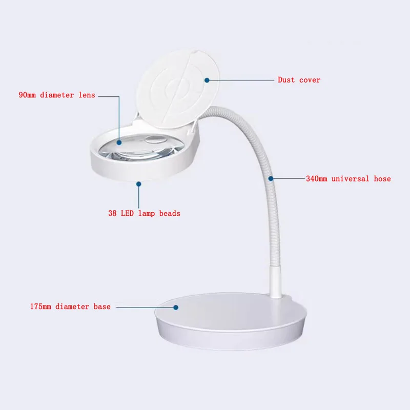 Adjustable Gooseneck for Circuit Board Repair and Precision Work, Desktop Magnifier with LED Light - 30X/20X Dual Magnification