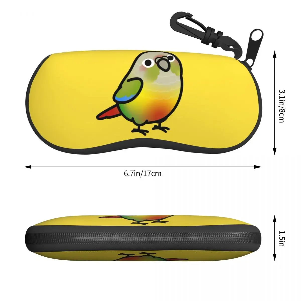 Custom Chubby Pineapple Green Cheek Conure Glasses Case Cool Parrot Bird Shell Eyeglasses Case Sunglasses Box