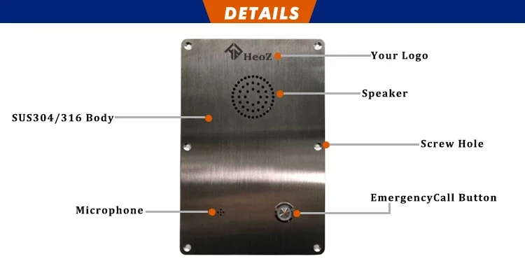 Top Selling Vandal Resistant SOS Elevator Telephone SUS316 Door Phone Intercom Help Point Phone