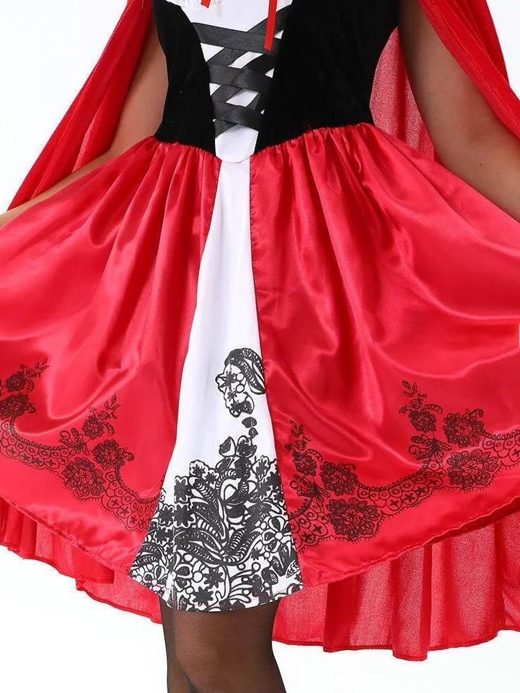 

Halloween Little Red Riding Hood Queen Dress Costume Women's Traditional Ethnic Stage Costume Halloween Party Wear