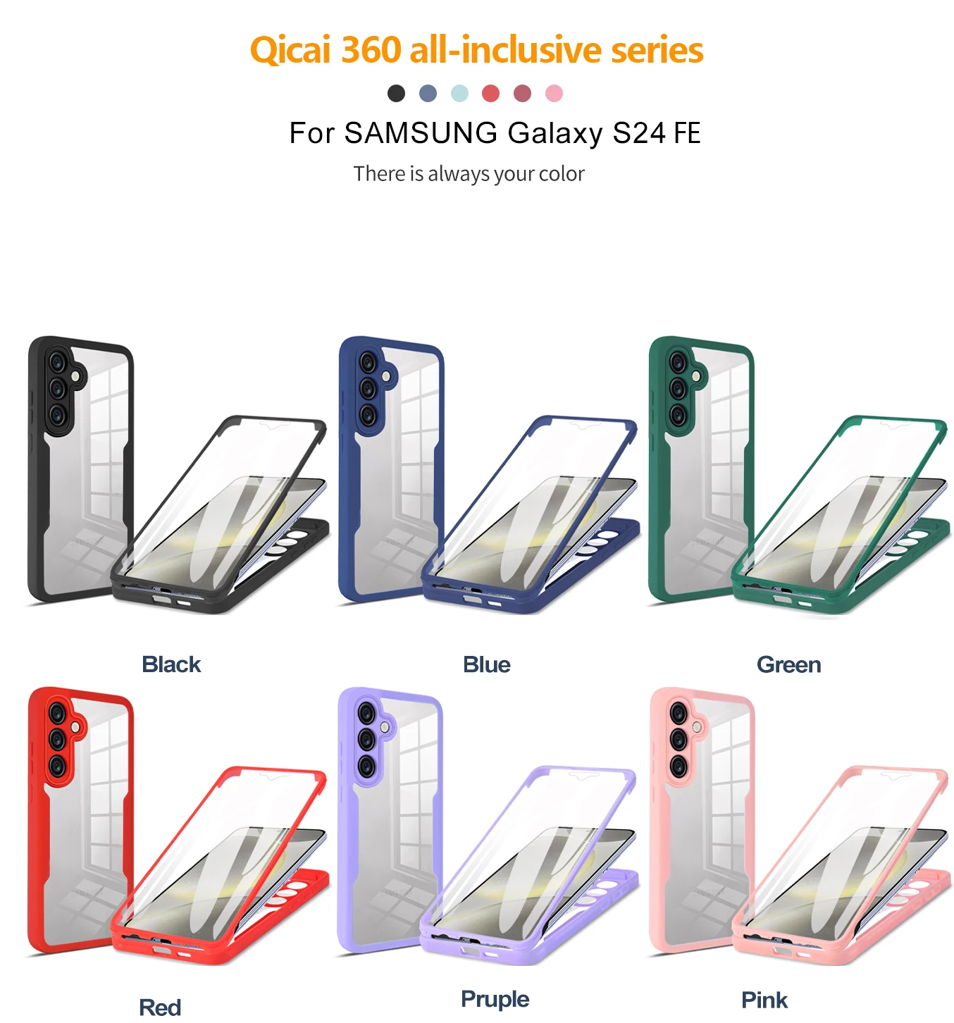 Case For Samsung S24 FE Double-sided Full-coverage TPU PC Anti-fall Transparent Cover For Samsung S24FE Shockproof Bumper Funda