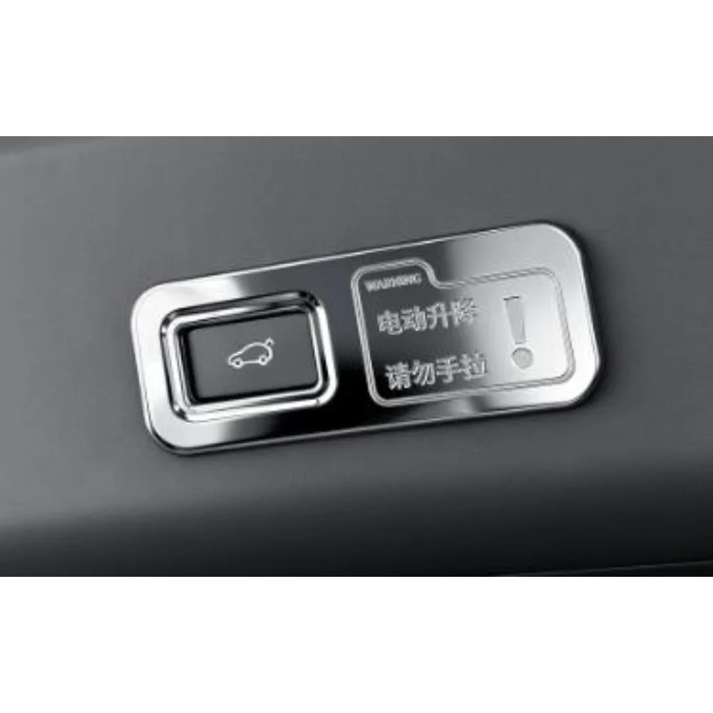 For Xpeng Gx Trunk Switch Warning Sticker Electric Tailgate Reminder Stainless Steel Patch Brand New Silver Black 1pc