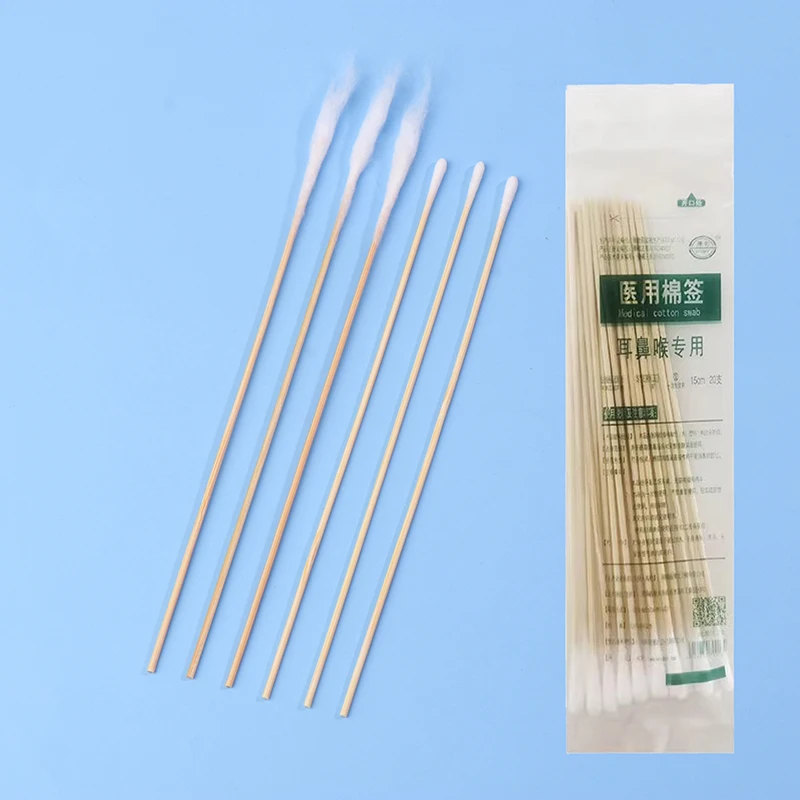 20Pcs Ear Nose And Throat Swabs For Medical Use Thin Head Cotton Swabs Ear Swabs Small Head Bamboo Sticks Sterile