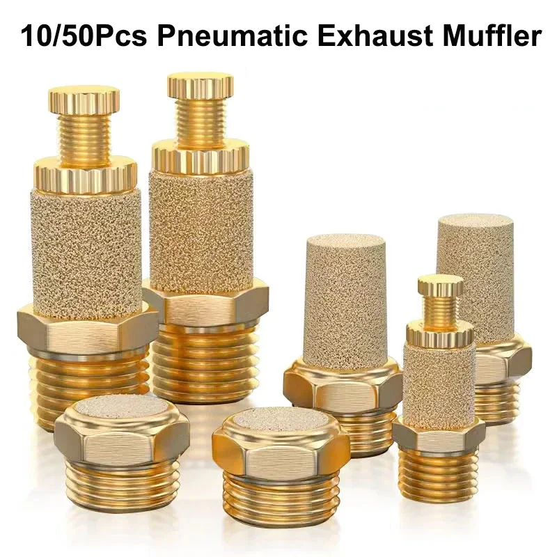 10/50pcs Pneumatic Exhaust Muffler Brass 1/8