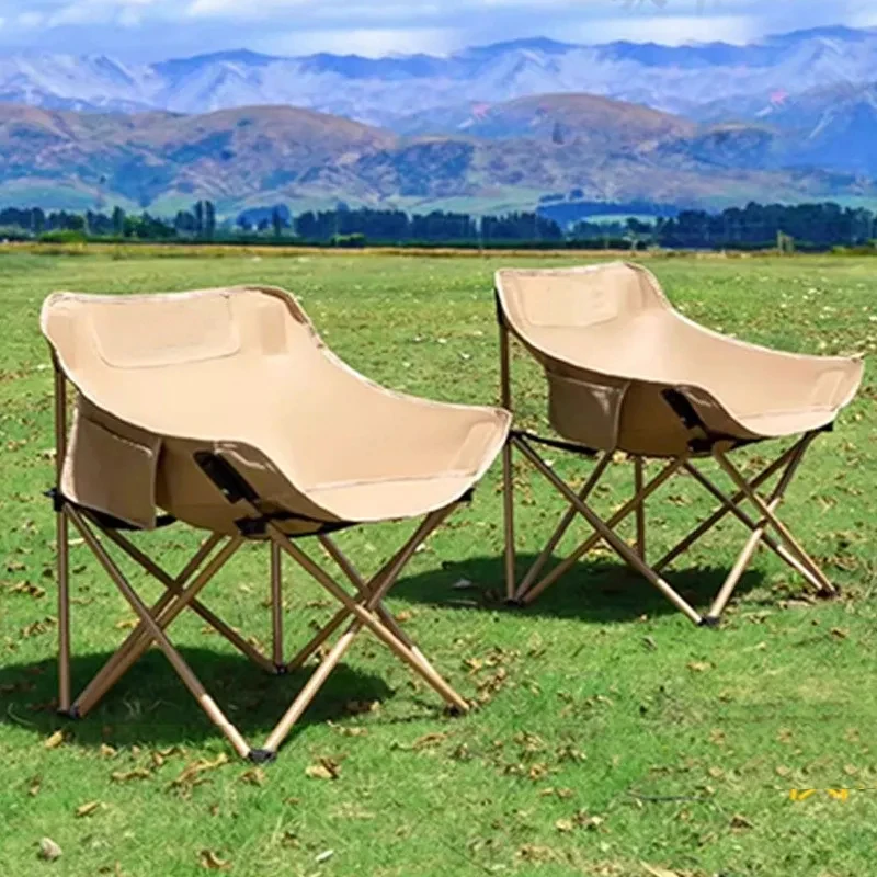 Portable Outdoor Folding Chair Heavy Duty Collapsible Lawn Seat With Storage Bag For Camping Fishing