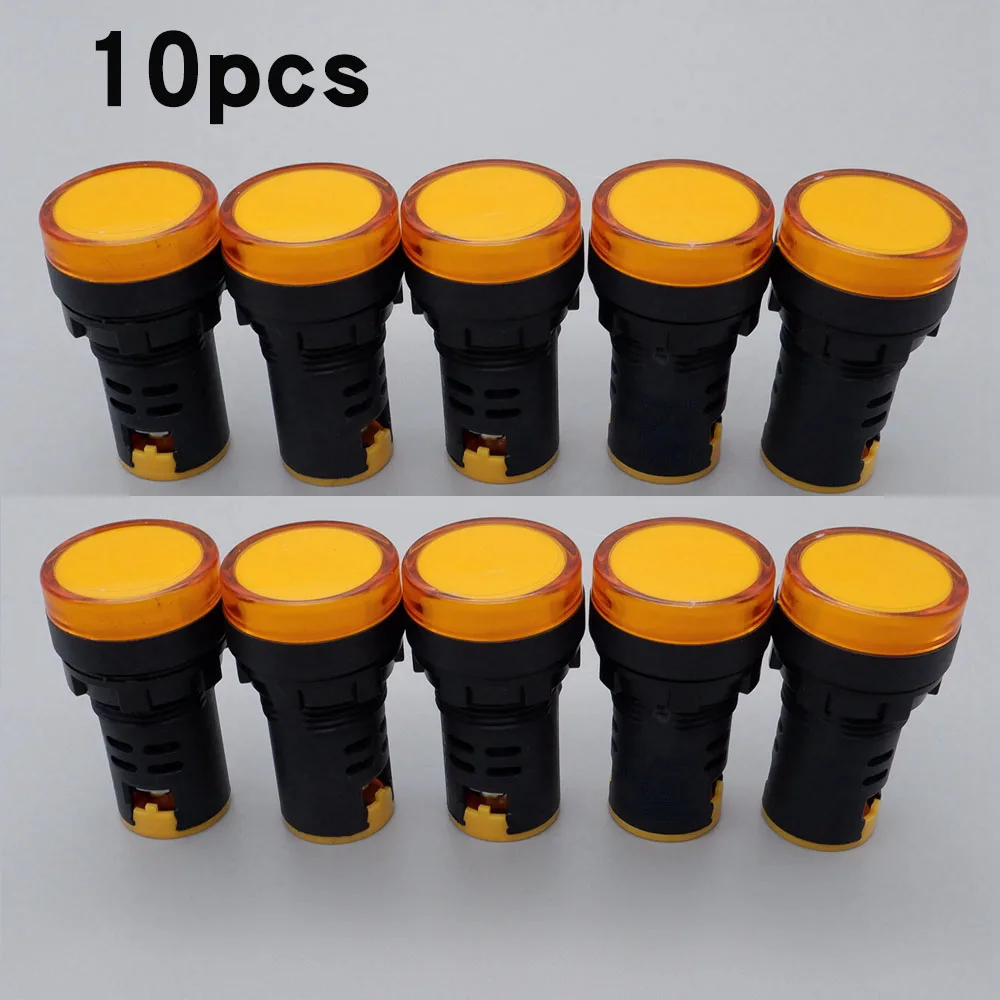 10 stks 22mm Plastic Power Signaal Lamp AD16-22DS LED Indicator Licht 12 V 24 V 220 V Rood groen Blauw Geel Wit Panel Mount