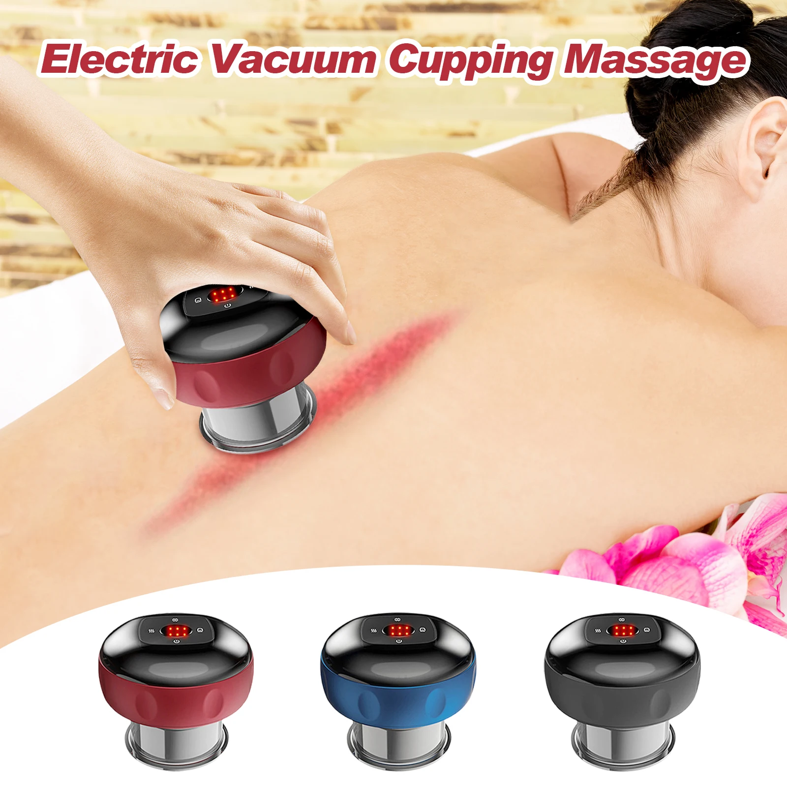 

Electric Cupping Scraping Massager Heating Handheld Body Massager for Body Muscle Smart Cupping 6 levels 3-in-1 Suction Cups