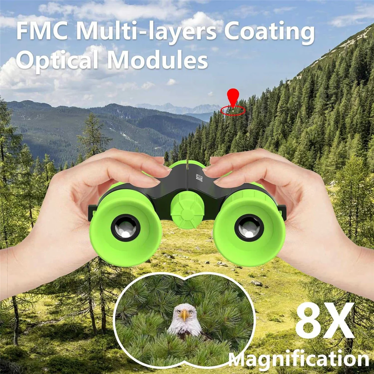 새로운 어린이 쌍안경 8X21 조류 관찰, 캠핑, 여행, 게임, 쌍안경 어린이 장난감에 적합한 소형 망원경