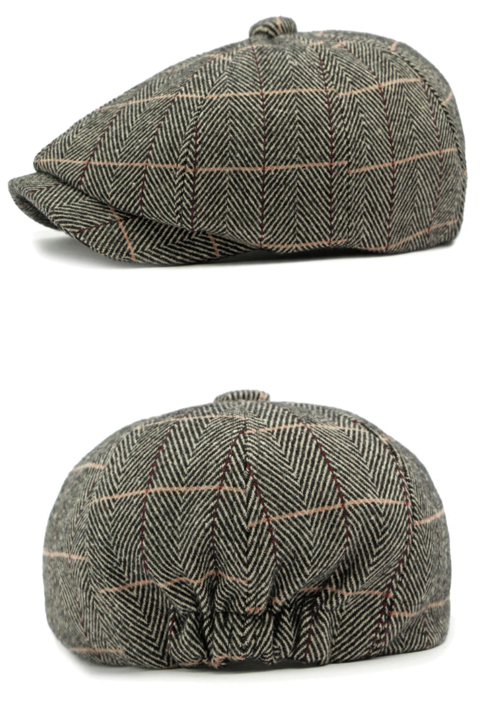 HT4557 Männer Frauen Berets Neue Herbst Winter Hut Retro Achteckige Flache Kappe Künstler Maler Baskenmütze Hut Männlich Weiblich Plaid Ivy Baskenmütze Kappe – Detail 11