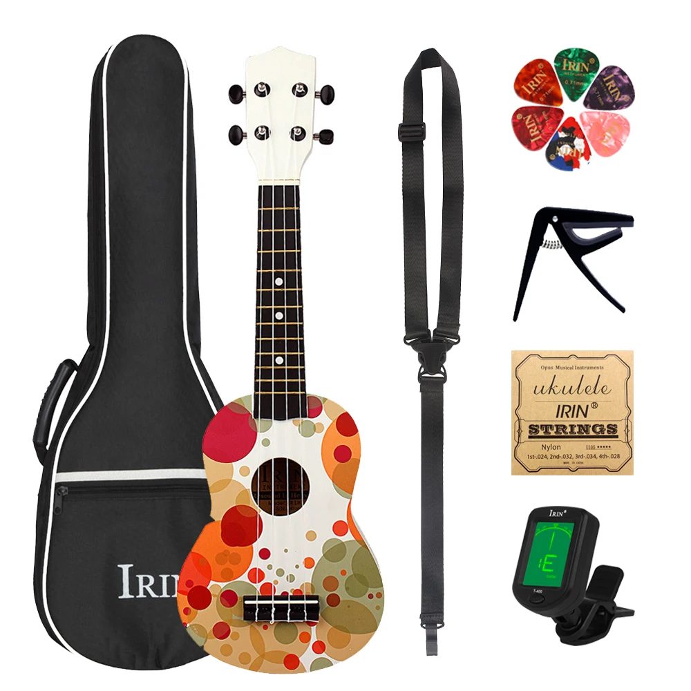 

IRIN 21 Inch Ukulele 4 Strings Hawaiian Guitar Colourful Bubble Guitarra Ukulele With Bag Capo Tuner Guitar Parts & Accessories