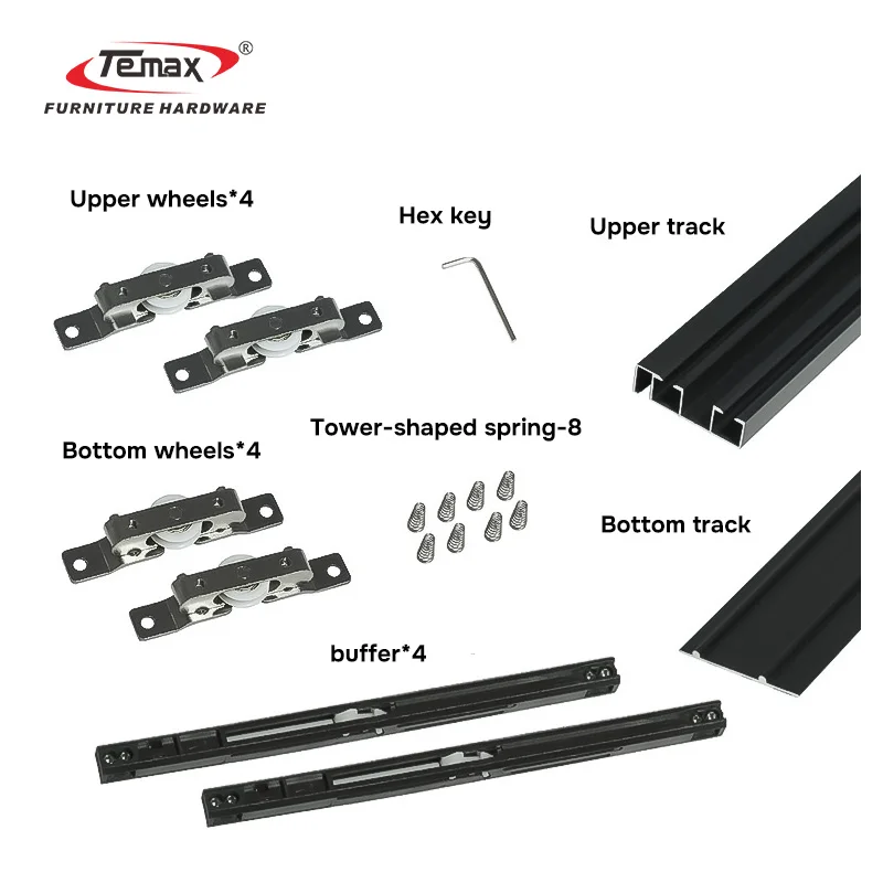 STLF  2026 New Framed Wardrobe Hardware Soft Close Sliding Door Roller Set for Glass Cabinet Door