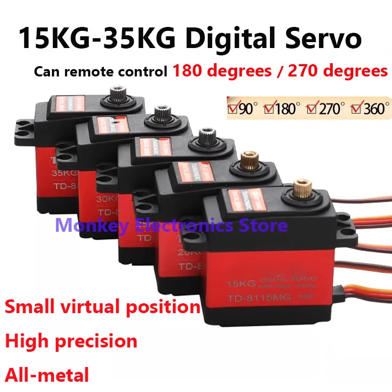 Digital Servo Large Torque Full Metal Gear High Pressure Robot Head Car Model Boat 15KG 20KG 25KG 30KG 35KG 90/180/360 Degree