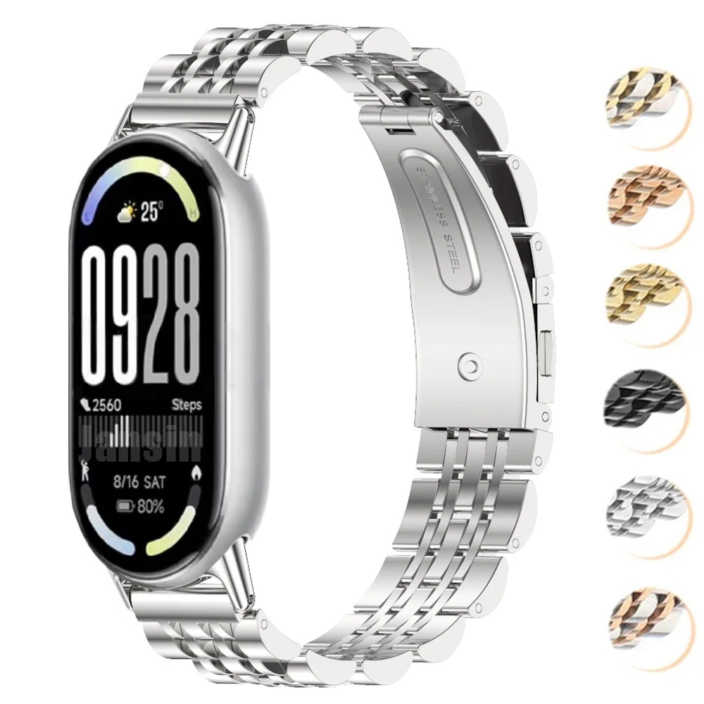 Armband für Mi Band 10 9 8 Armband Xiaomi Smart Band 8 9 10 Armband NFC-Version Edelstahl-Uhrenarmbänder Miband 10 Metallbänder