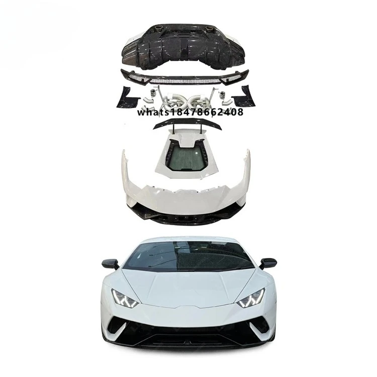 Super Car Modification P Style BodyKit for Huracan LP610 Carbon Fiber Material Exhaust Engine Cover Car Front Bumper