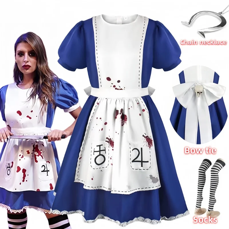 Alice Princess Dress Game Madness Returns Alice Maid Dress Cosplay Fancy Apron Costume For Women Halloween Party