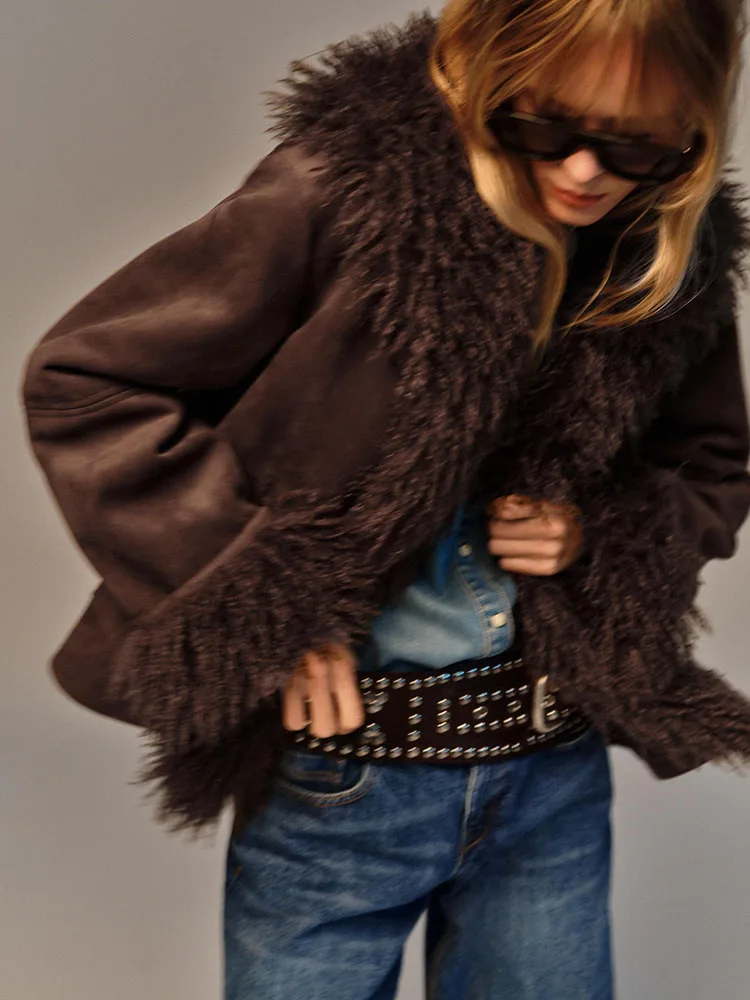 

Женское длинное пальто Ele Double-sided с эффектом искусственного меха Jaet, новинка осени Faion 2025