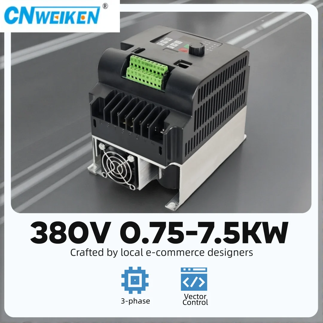Frequency Inverter 0.75/1.5/2.2/4/5.5/7.5KW VFD 3P Speed control input Output 380V 50/60Hz Motor Drive VFD for 3 Phase Motor
