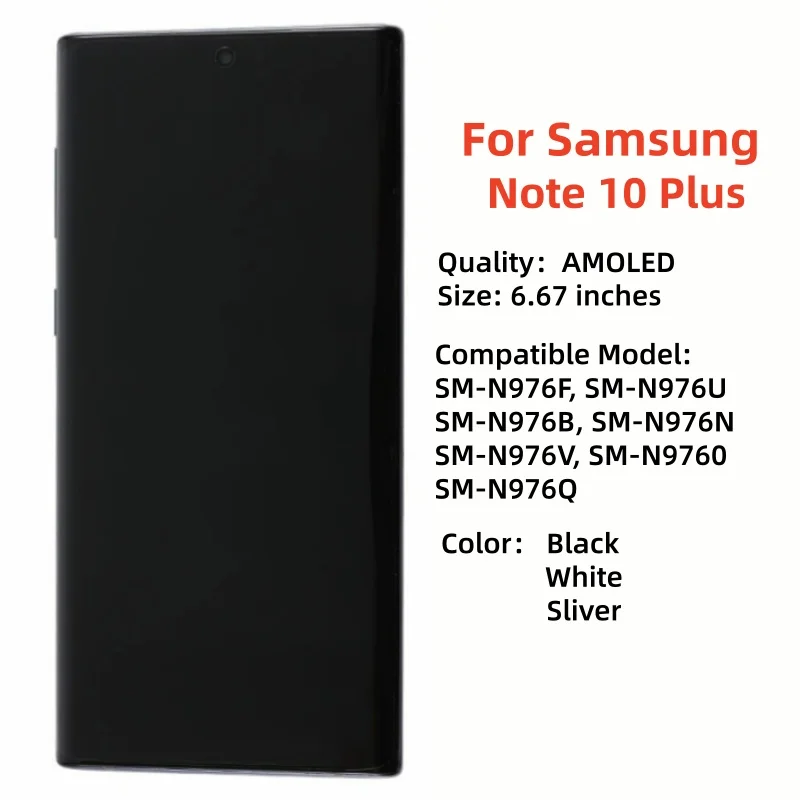 AMOLED For Samsung Galaxy Note 10 PLUS  Screen Digitizer Assembly Replacement Supports Fingerprint