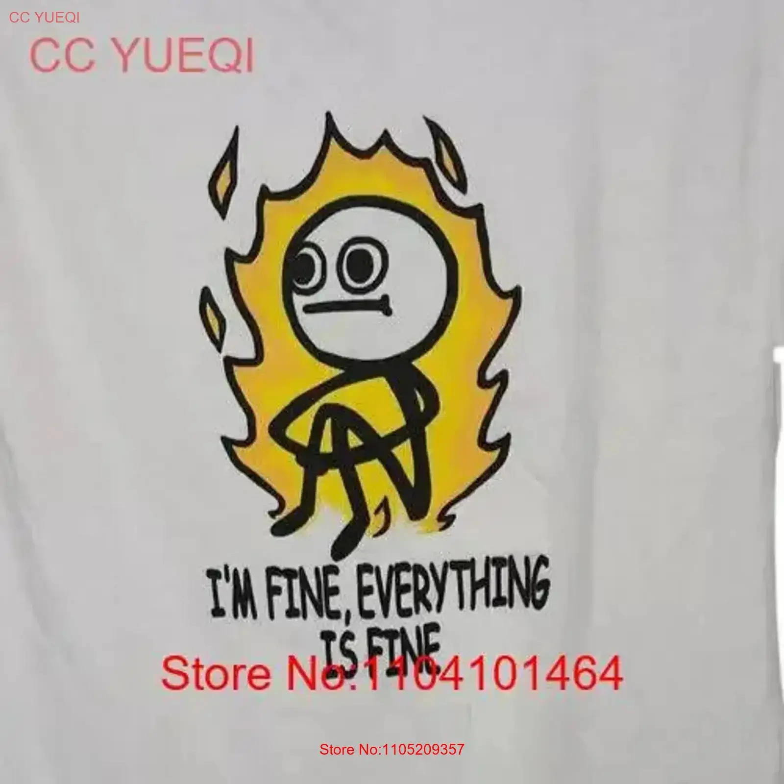 LARGE Men's T Shirt I'm Fine Everthing is Funny vintage Washed Casual designer clothes Breathable Top For Everyday Wear