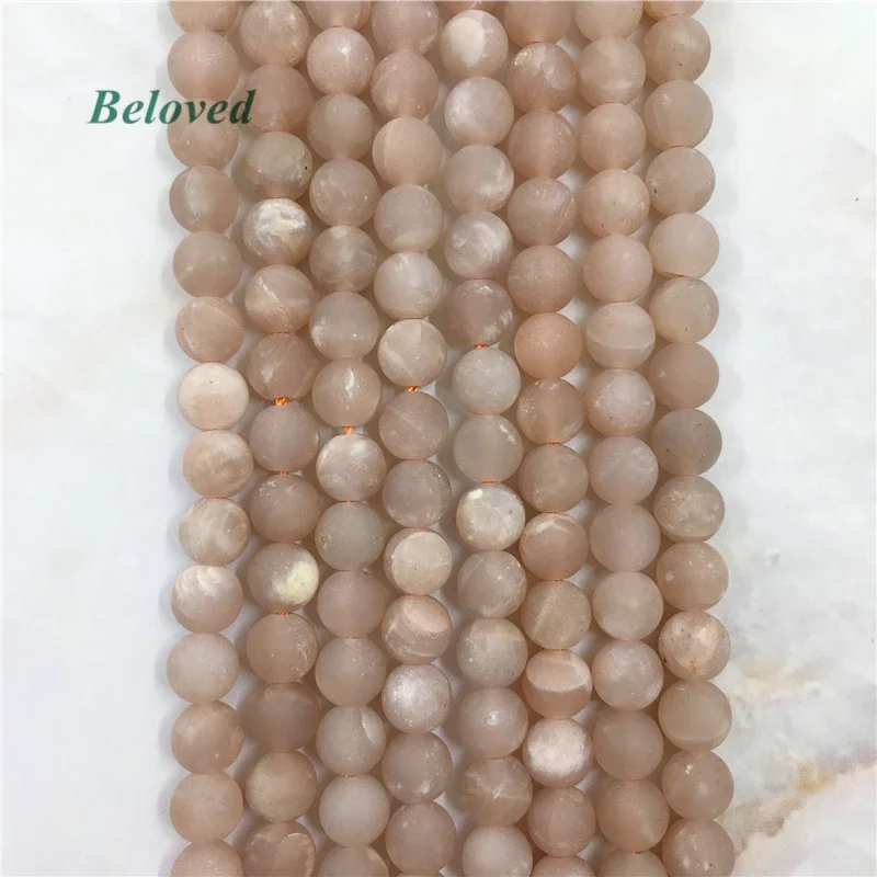 5Strands Natural Round Matte Pink Moonstone Loose Beads,Boho Flash Sunstone Gems Spacer Ball Beads For Jewelry Making,BG2312211