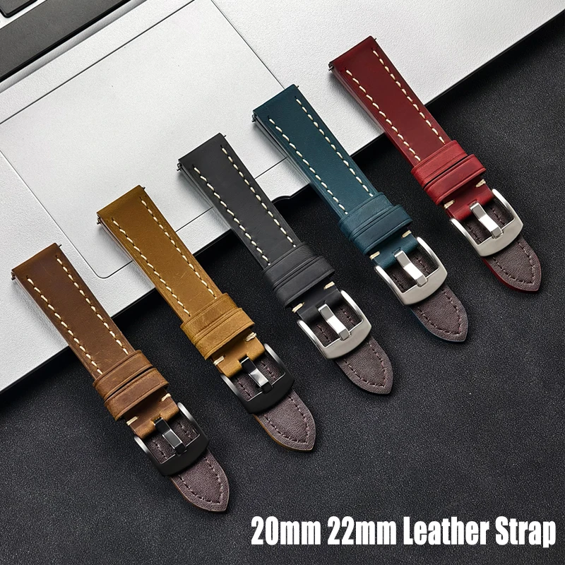 20mm 22mm Leather Band For Samsung Galaxy Watch 7 6 5 4 40mm 44mm Wristband For HUAWEI WATCH GT 4 46mm 4Pro GT3/2 Pro 42mm Strap