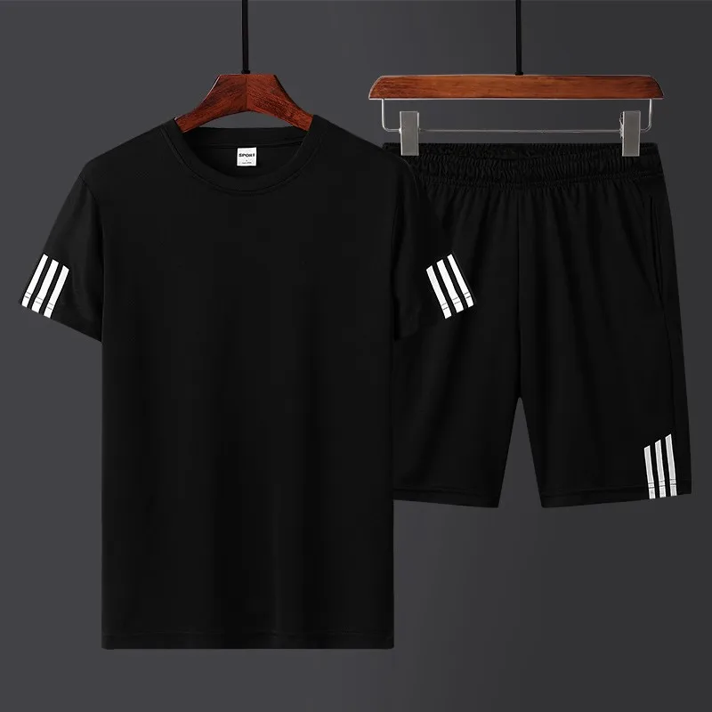 

Summer men's quick drying short sleeved suit men's two-piece T-shirt men's shorts men's sports and leisure suit couple outdoor t