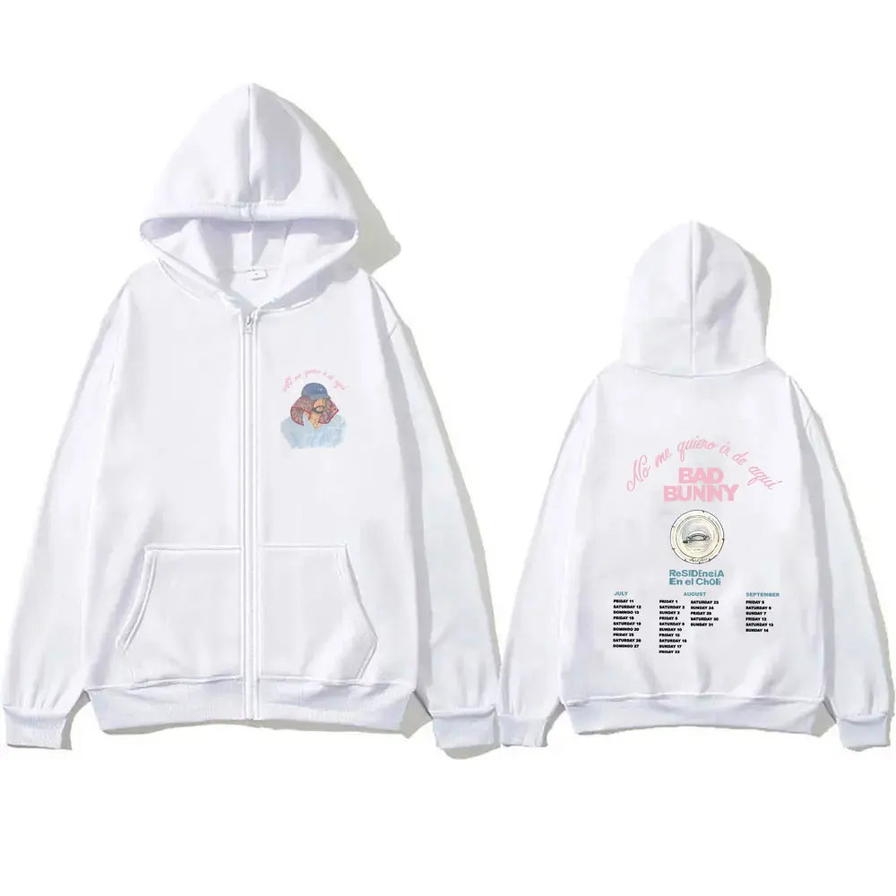 

Rapper Bad Bunny No Me Quiero Ir De Aquí Residency Tour Zipper Hoodie Debi Tirar Mas Fotos DTMF Jazket Men Hip Hop Zip Up Coat
