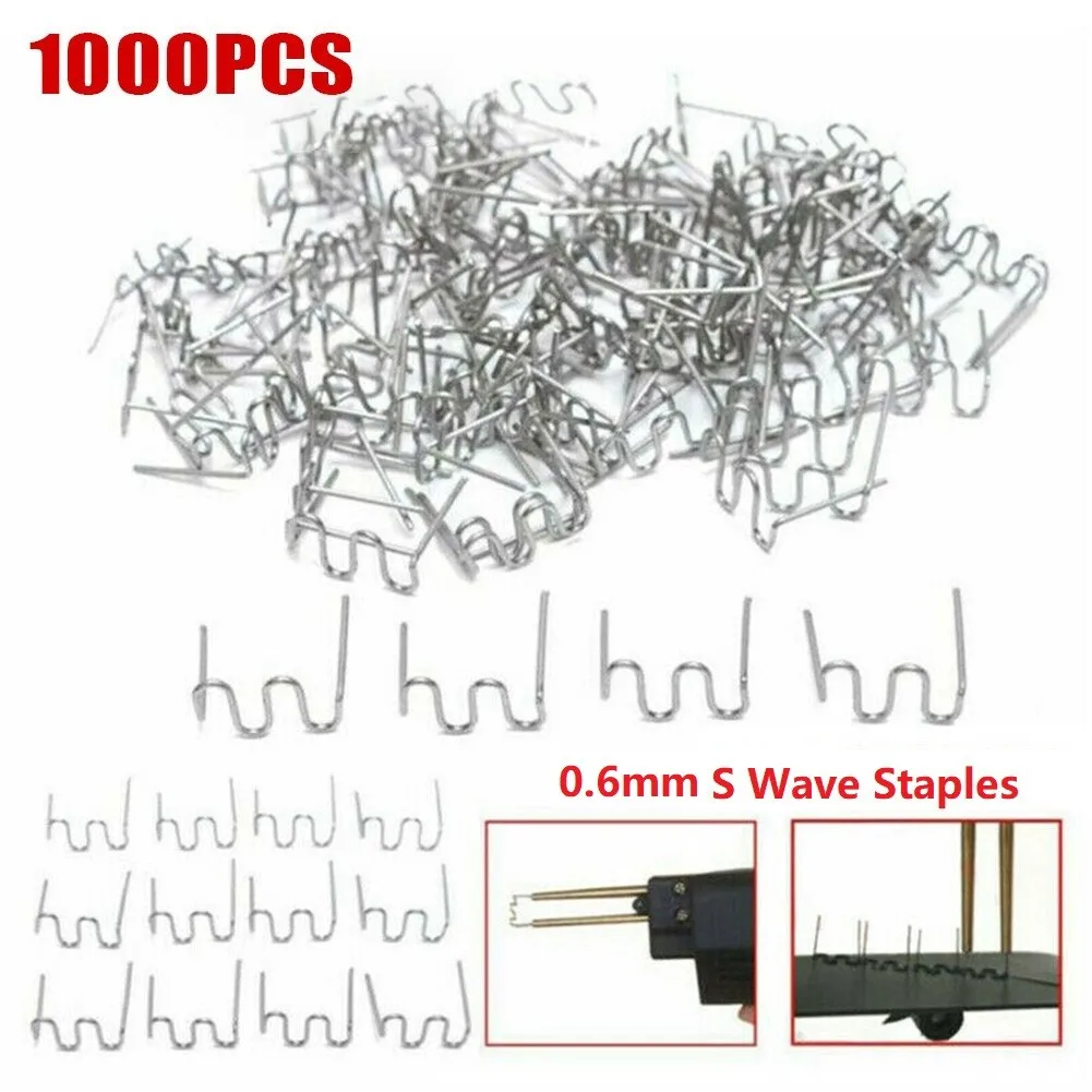 1000pc 0.6mm Automotive Plastic Repair Welding Nail Pre Cut Wave Staples Bumper Repairs Tools Hot Stapler Plastic Welders Staple