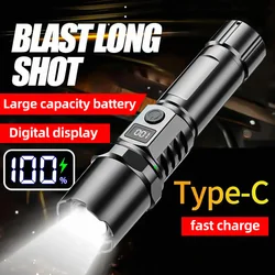 Linterna LED ultrabrillante con zoom y luz indicadora de batería, flash de luz de camping con carga USB