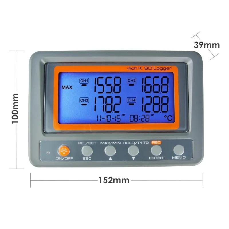 Digital 4 Channel Thermocouple Thermometer Temperature Recorder Data Logger