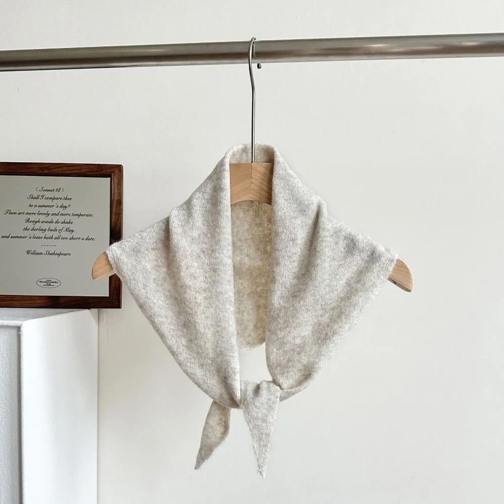 

New Solid Color Knitted Triangular Scarf Multi-functional Soft Headscarf Windproof Imitation Wool Shawl Women