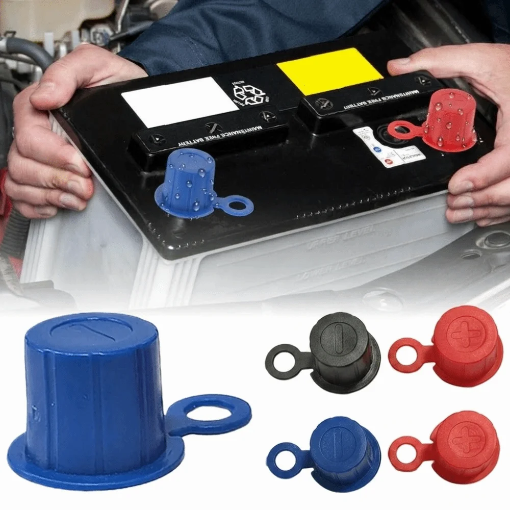 1 Pair Water Proof Battery Terminal Cover Insulated Standard Diameter Insulated Cap Positive Negative Heads Dust Proof