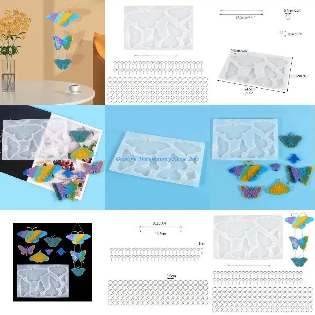 

E56A Форма для колокольчика DIY Формы для литья колокольчиков в форме бабочки Набор силиконовых форм для литья смолы