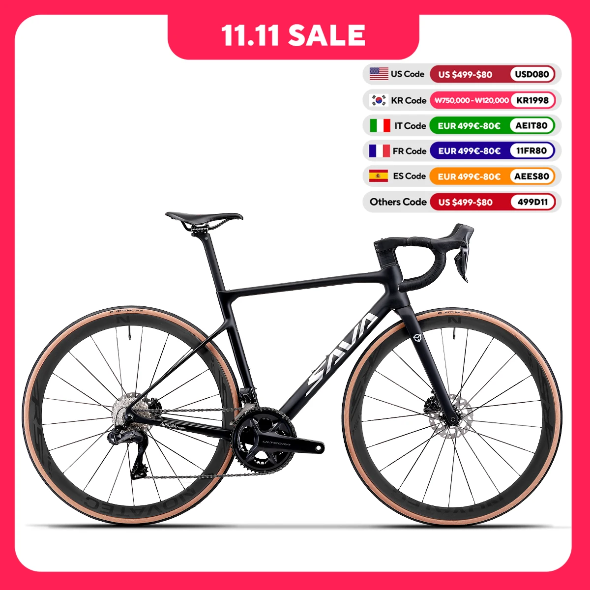 SAVA-2024 Adult Ultralight Carbon Fiber Road Bike, Complete Racing, Equipped With 24-Speed Ultegra Di2 Electronic Group