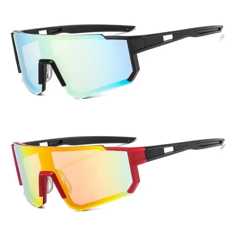 2 قطعة نظارات الدراجة حماية ركوب الدراجات Uv Mtb إطار السرعة عدسة عاكسة باللونين الأسود والأحمر