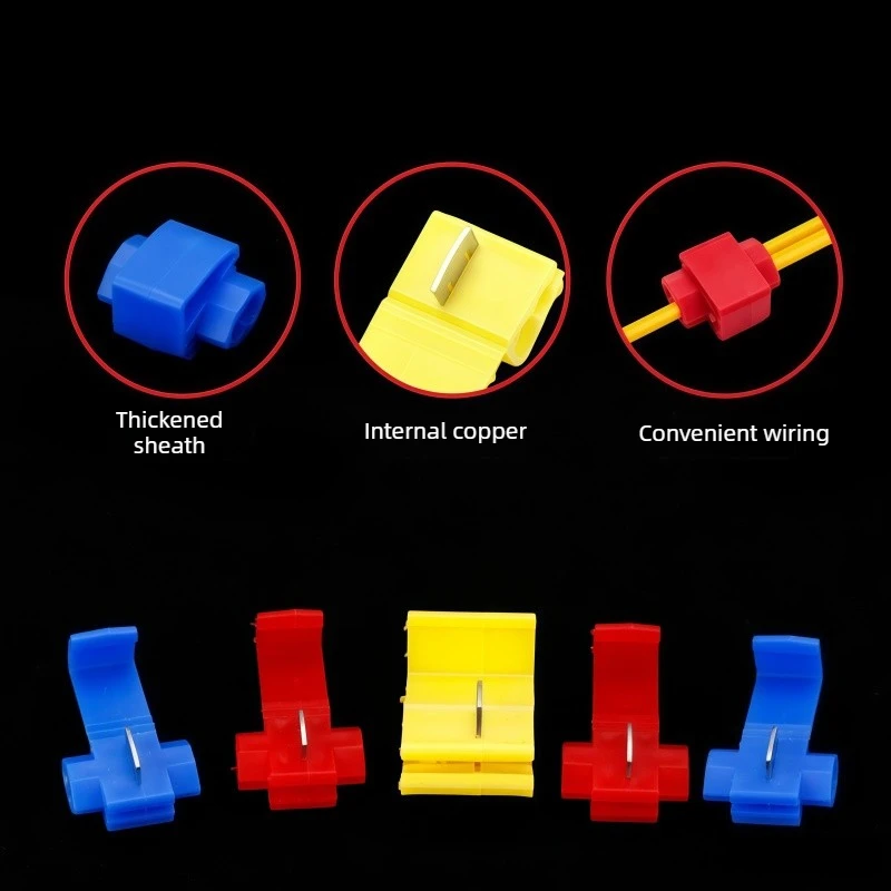 500PCS Wire Cable Connectors Scotch Lock Electric Quick Splice Terminals Crimp Non Destructive Without Breaking Line AWG 22-18