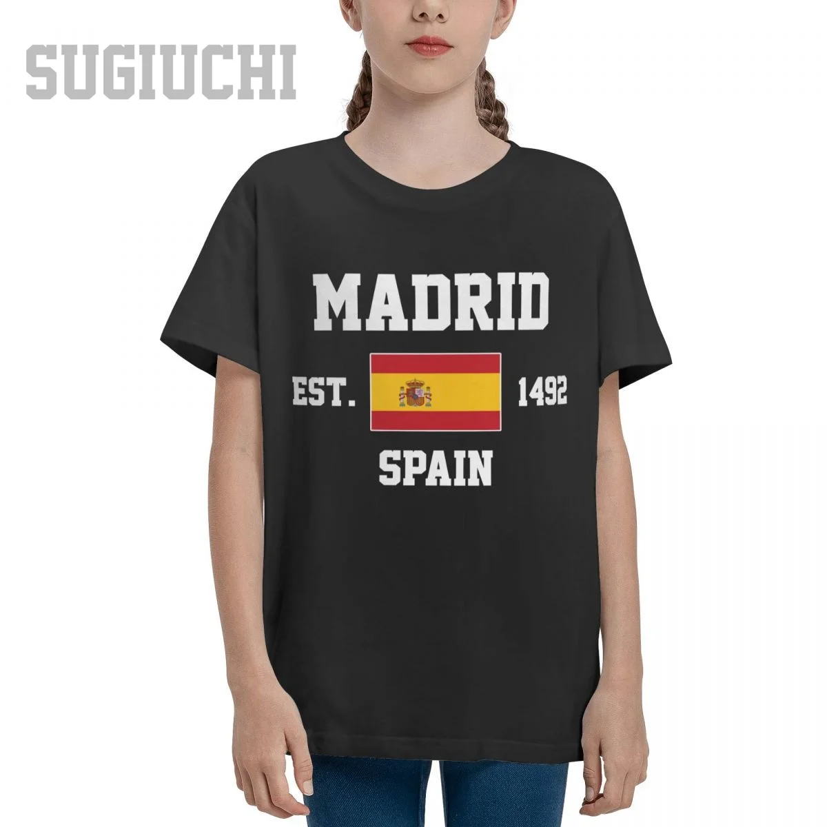 Unisex Youth Boy/Girl Spain EST.1492 Madrid Capital T-shirt Kids tshirt tee 100% Cotton T Shirt o-neck short sleeve Children