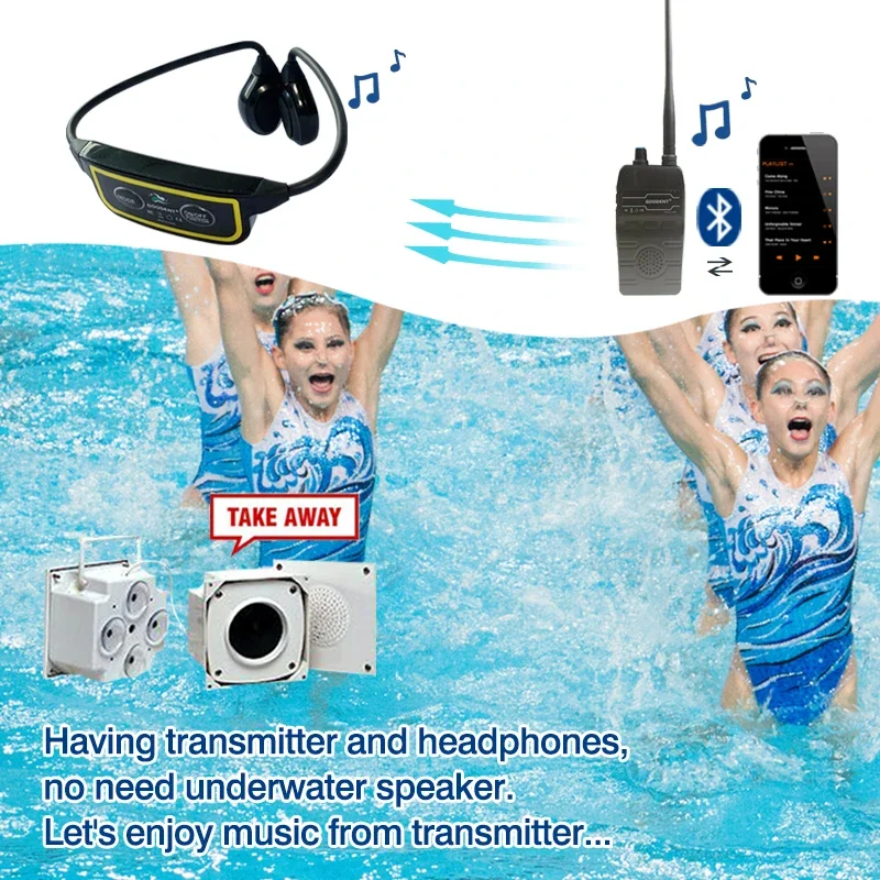 Swimming Training System BT Transmitter Connection Swimming Headset H801  200 Meters Transmit Distance