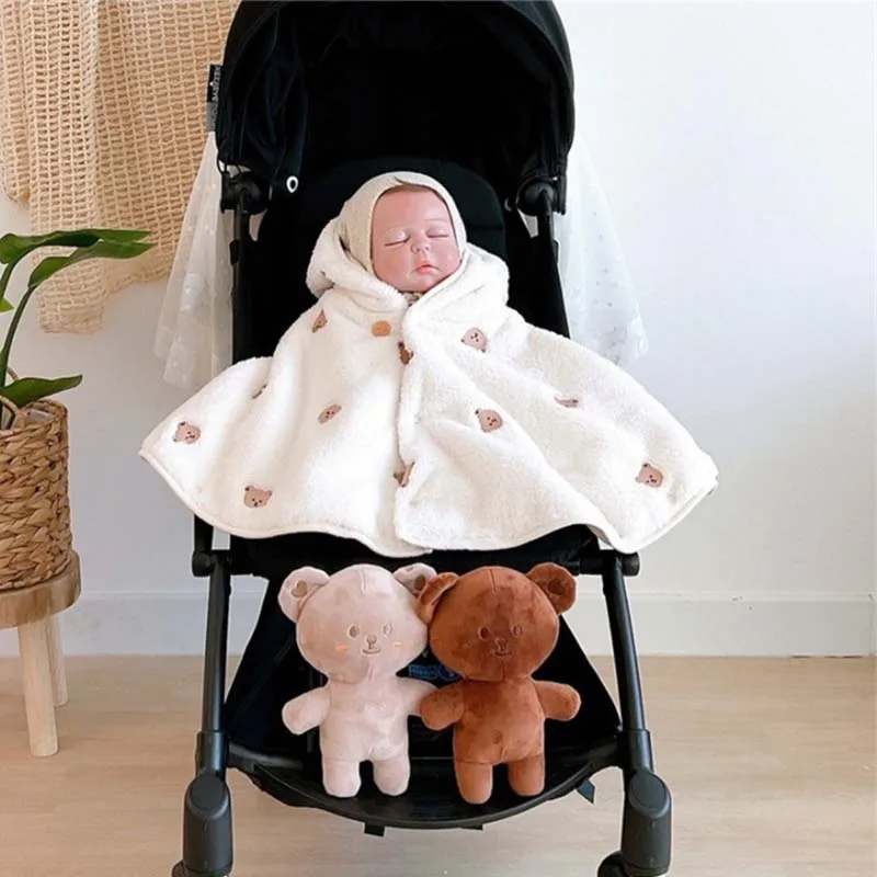 1-3Years Clothes Beige Embroidery Olive Plush Baby Coats For Girl Christmas Little Princess Cloak Warm Hooded Baby Girls Jackets