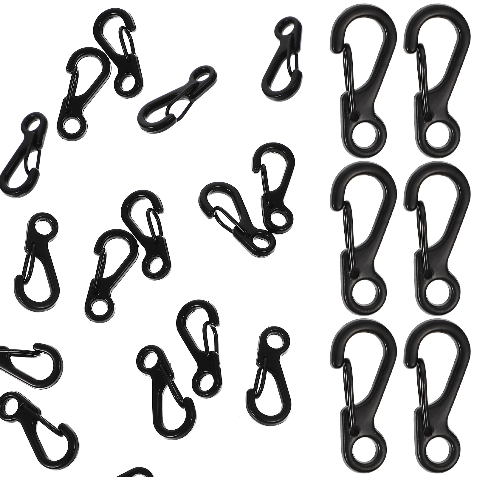 

20 Pcs Hooks Spring Buckle Backpack Carabiners Clips Key Chain Major Small Mini Convenient Climbing Black Zinc Alloy Child