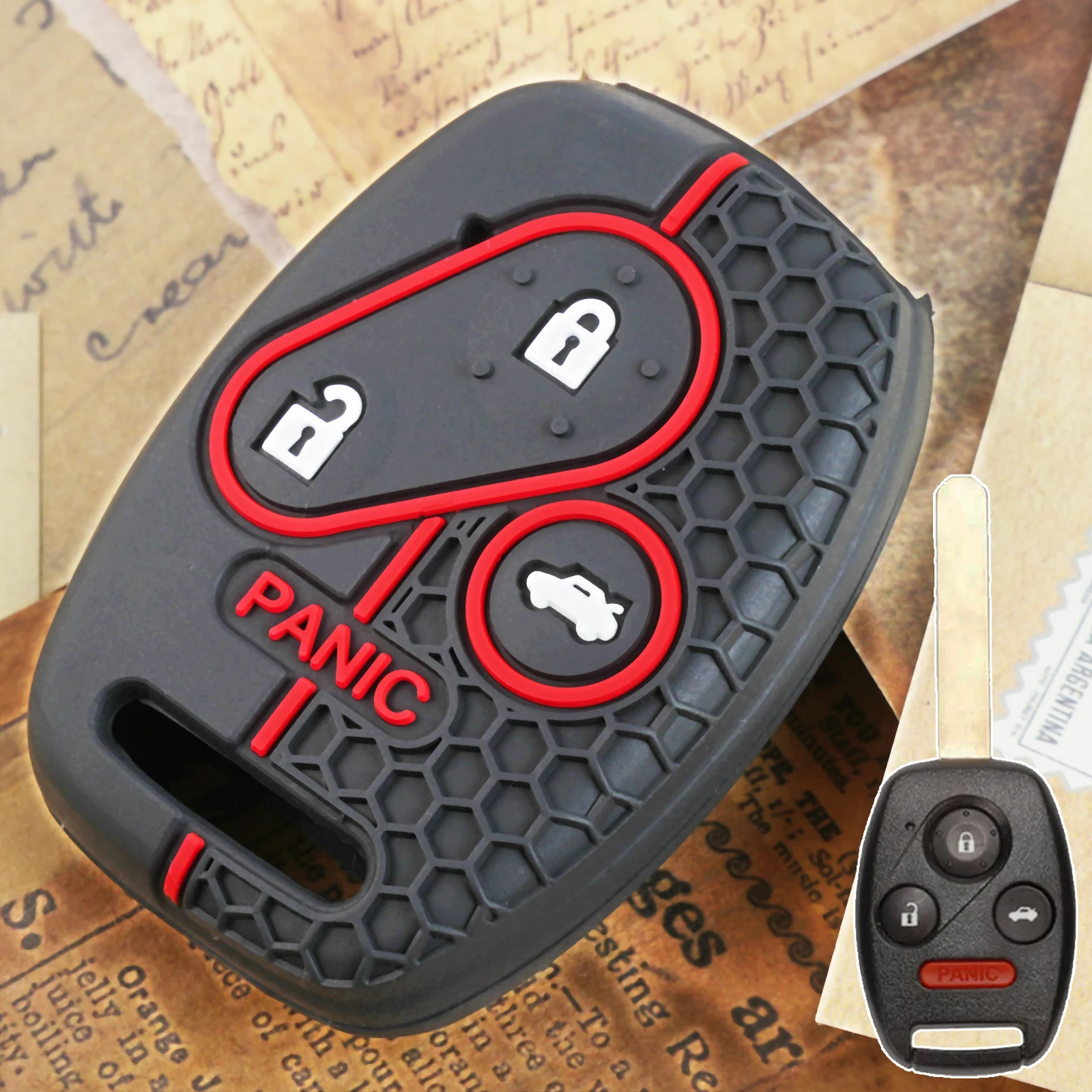 For Honda Civic Accord Pilot Fit Crossfour Odyssey Insight Stream 2004 Remote Silicone 4 Button Key Cover Case Holder Protector