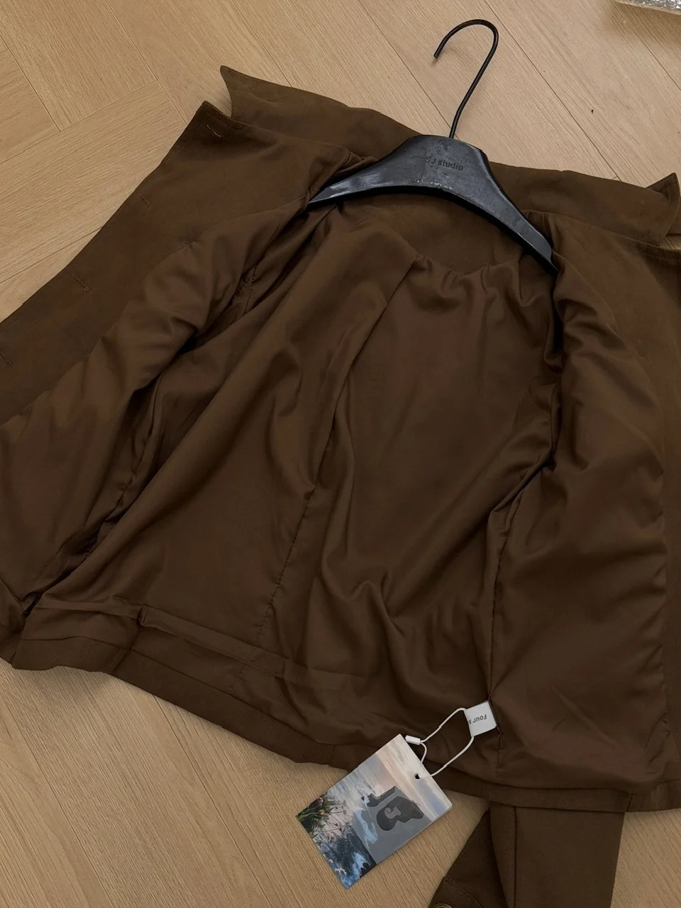 

Modern Design Wax Feel Crt Coat Women Street Sle Versatile Cool Workwear Jaet Top Loose Fit Long Sve Windproof